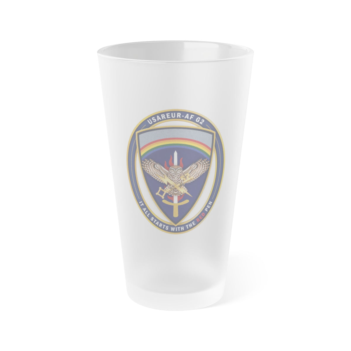 USAREUR-AF G2 Frosted Pint Glass, 16 oz