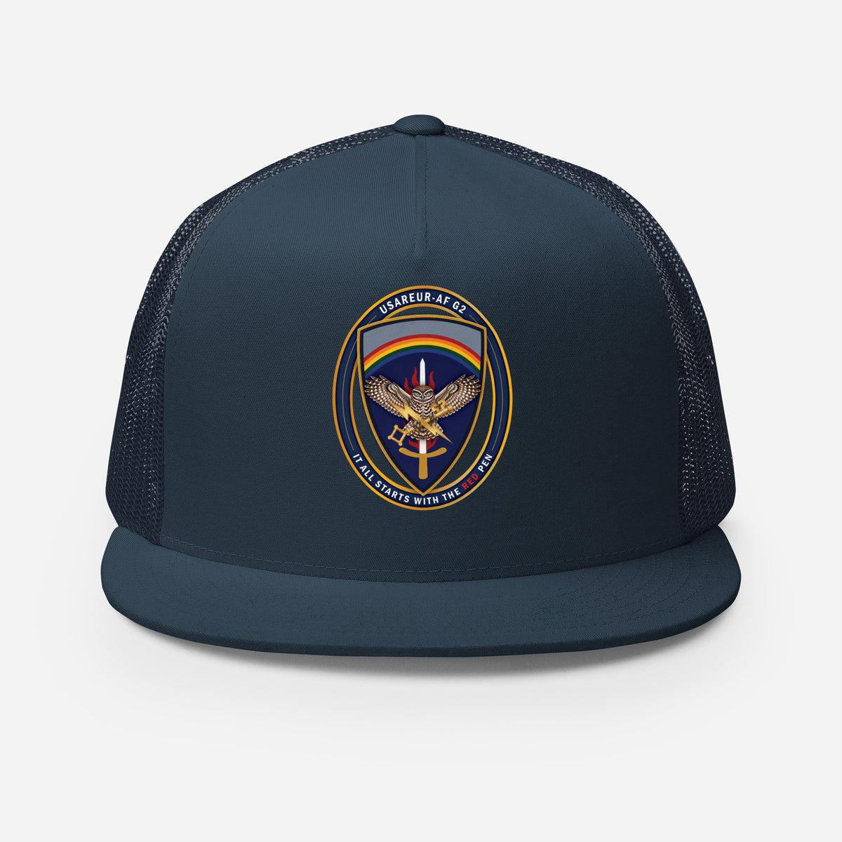 USAREUR-AF G2 Snap-back Trucker Cap in Navy, front