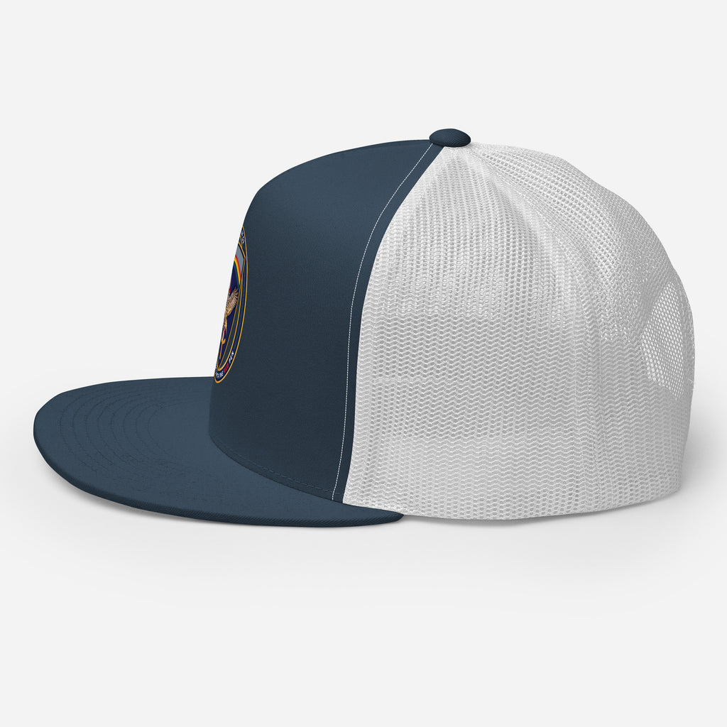 USAREUR-AF G2 Snap-back Trucker Cap in Navy/White, left
