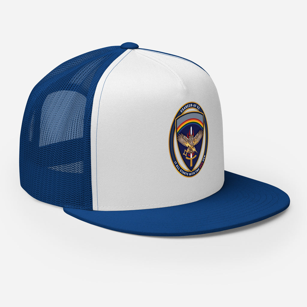 USAREUR-AF G2 Snap-back Trucker Cap in Royal/White/Royal, right front