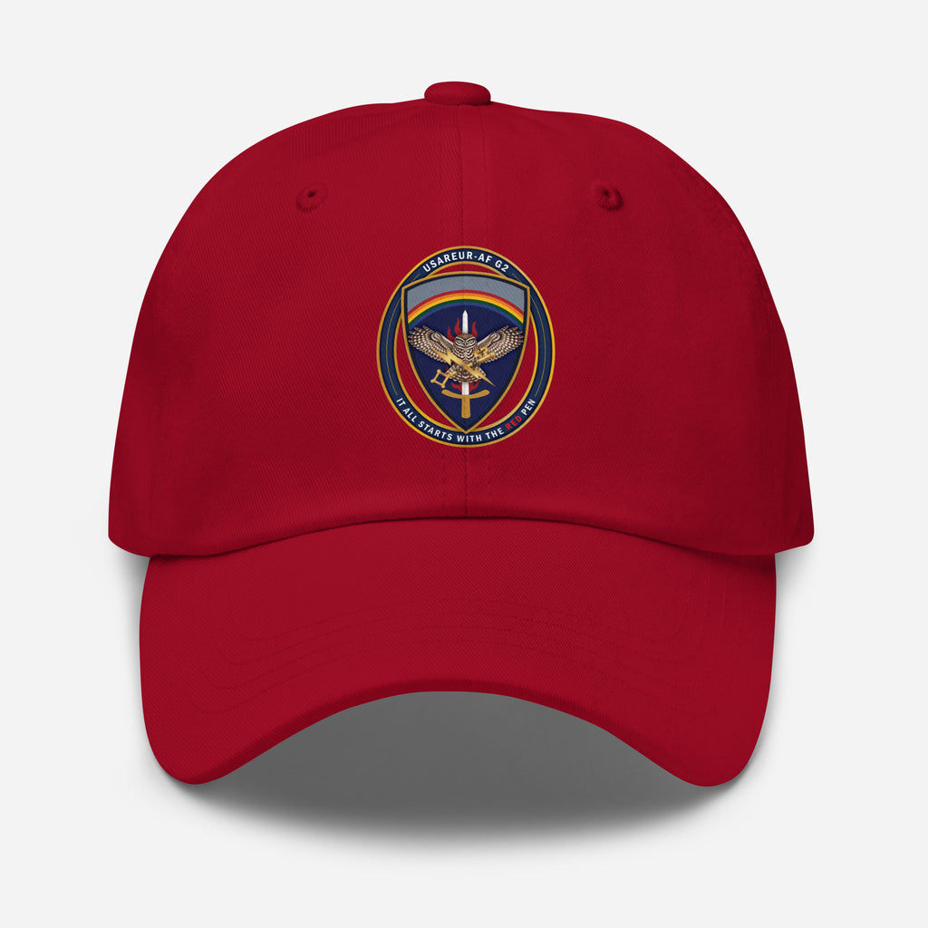 USAREUR-AF G2 Classic Dad Hat in Cranberry, front