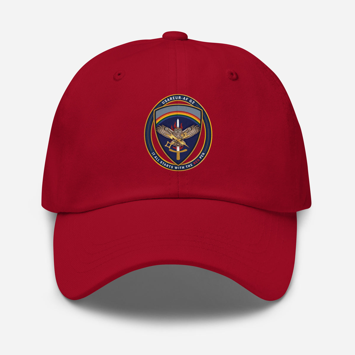 USAREUR-AF G2 Classic Dad Hat in Cranberry, front
