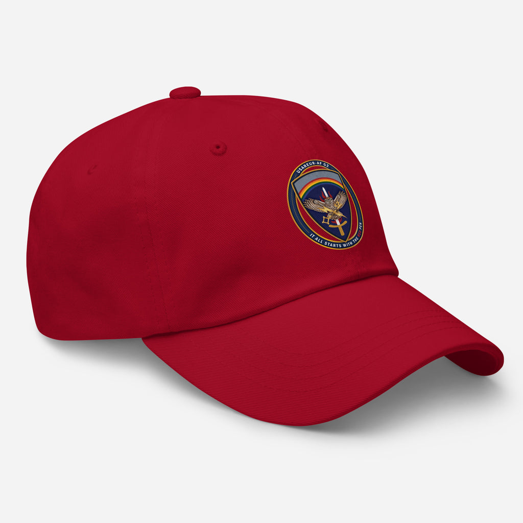 USAREUR-AF G2 Classic Dad Hat in Cranberry, right front