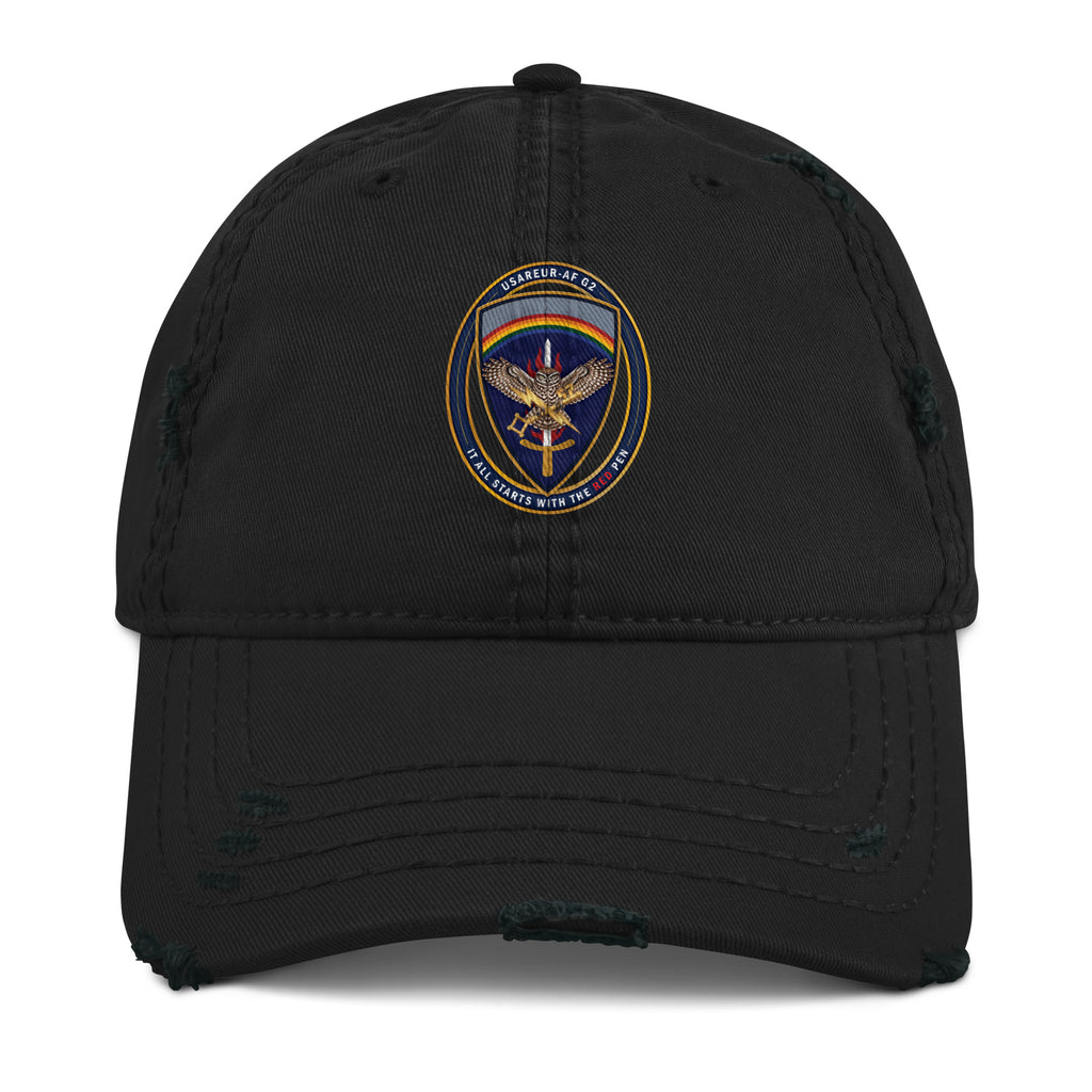 USAREUR-AF G2 Distressed Cap in Black, front